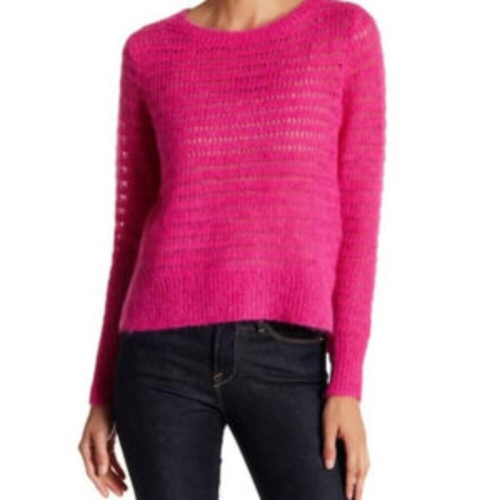 Rebecca Taylor Fuchsia Mohair & Alpaca Knit Cozy Sweater Size L